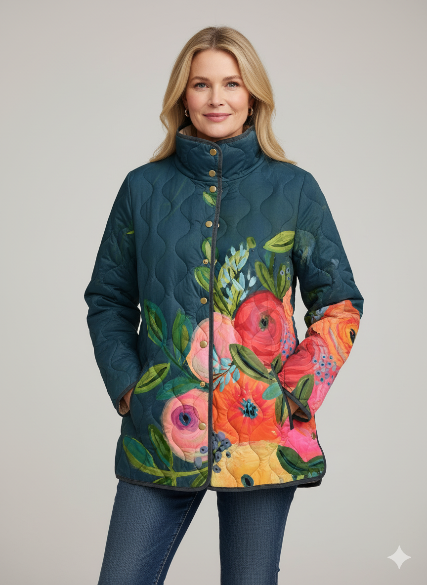 Brooklyn™ - Women's Quilted Jacket with Vintage Floral Print