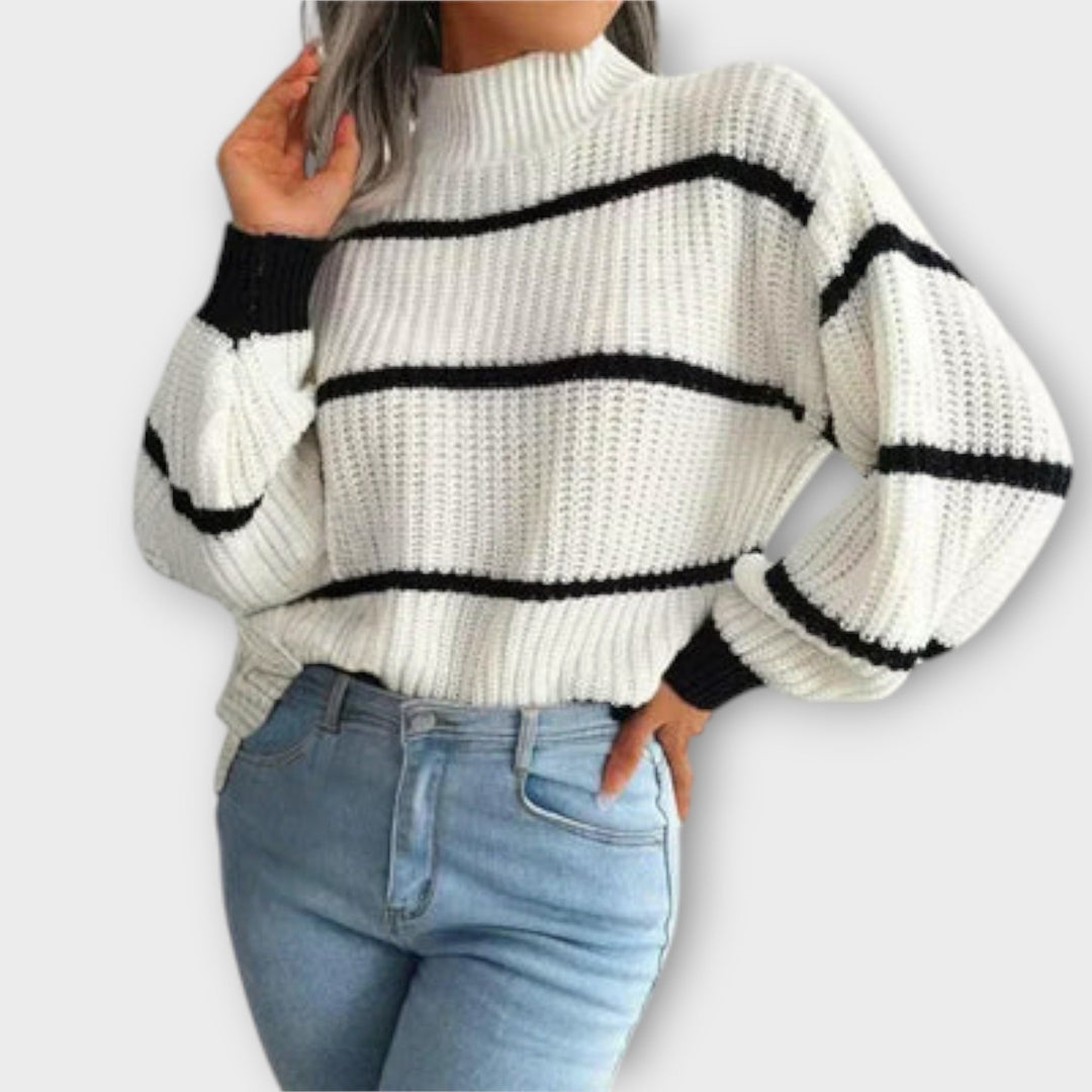 Chavala™ - Striped Turtleneck Sweater