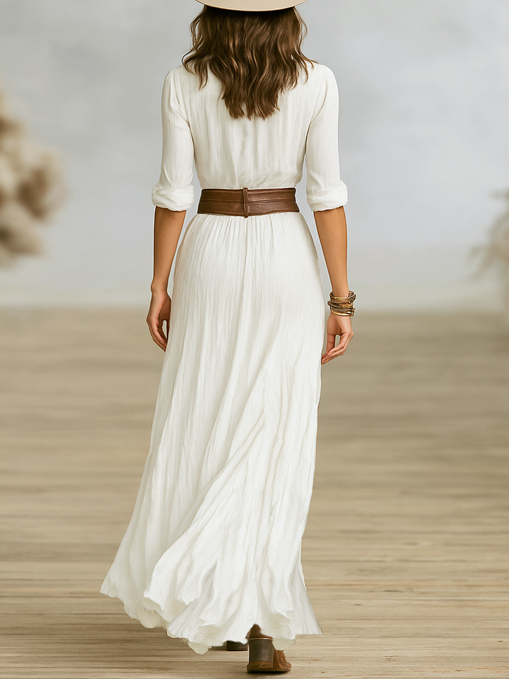 Serenya Maxi Dress™ - Sophisticated Long Silhouette with Collar Accent