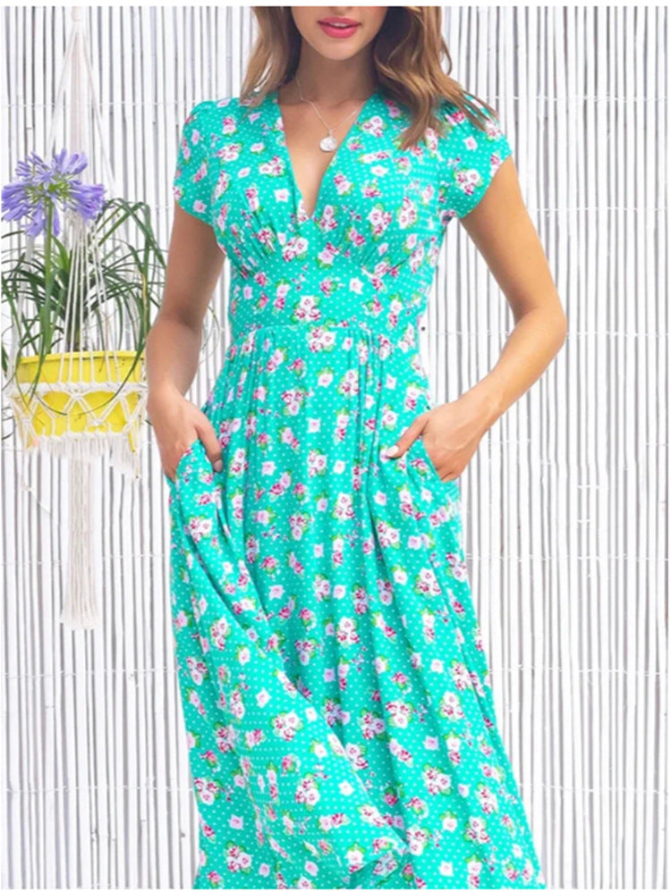 Hazel™ - Retro Floral Midi Dress