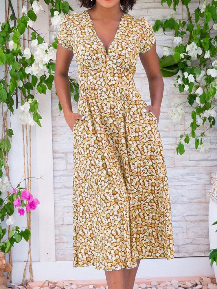 Hazel™ - Retro Floral Midi Dress