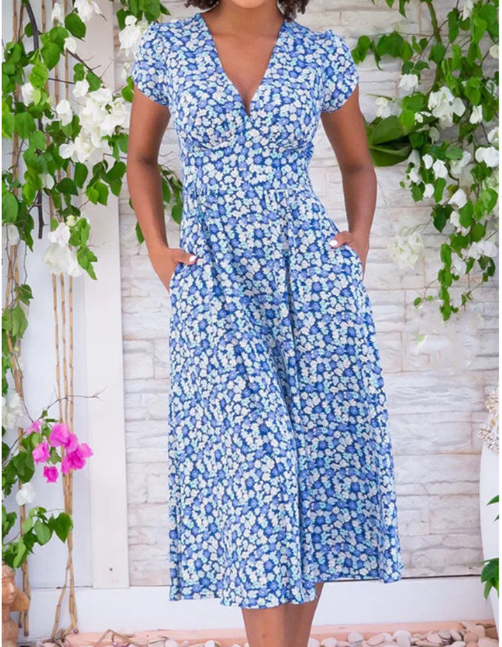 Hazel™ - Retro Floral Midi Dress