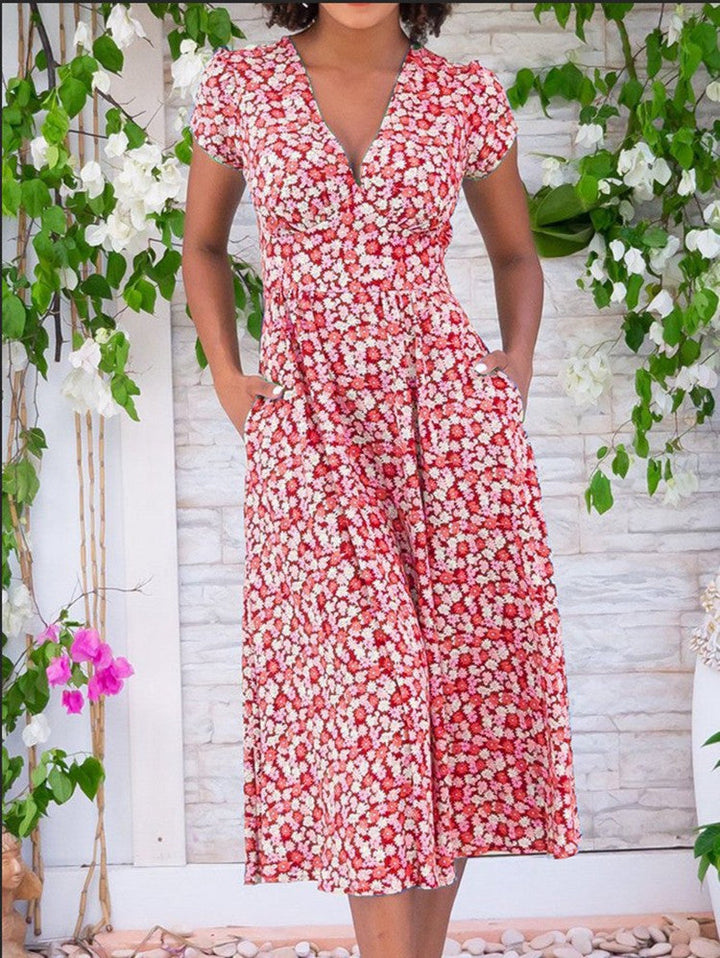 Hazel™ - Retro Floral Midi Dress