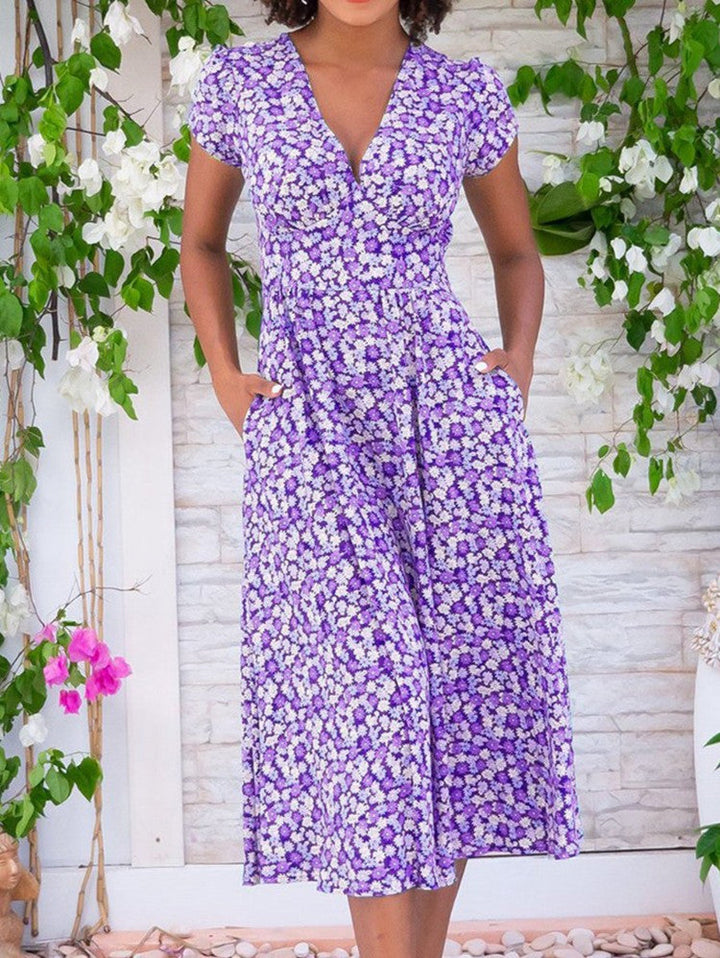Hazel™ - Retro Floral Midi Dress