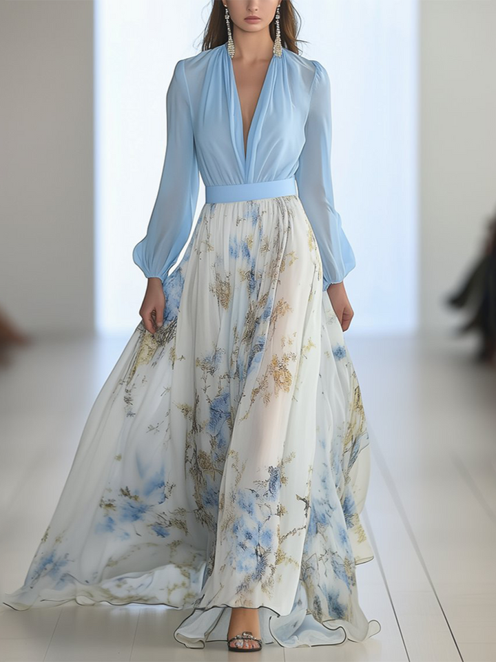 Madeline™ - Elegant Floral Chiffon Maxi Dress