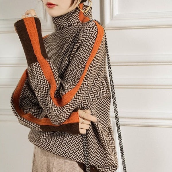 Malou™ - Bold Striped Turtleneck Sweater