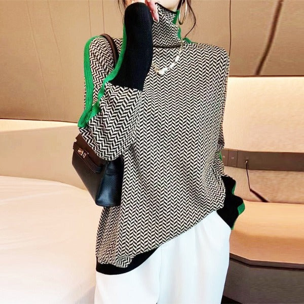 Malou™ - Bold Striped Turtleneck Sweater