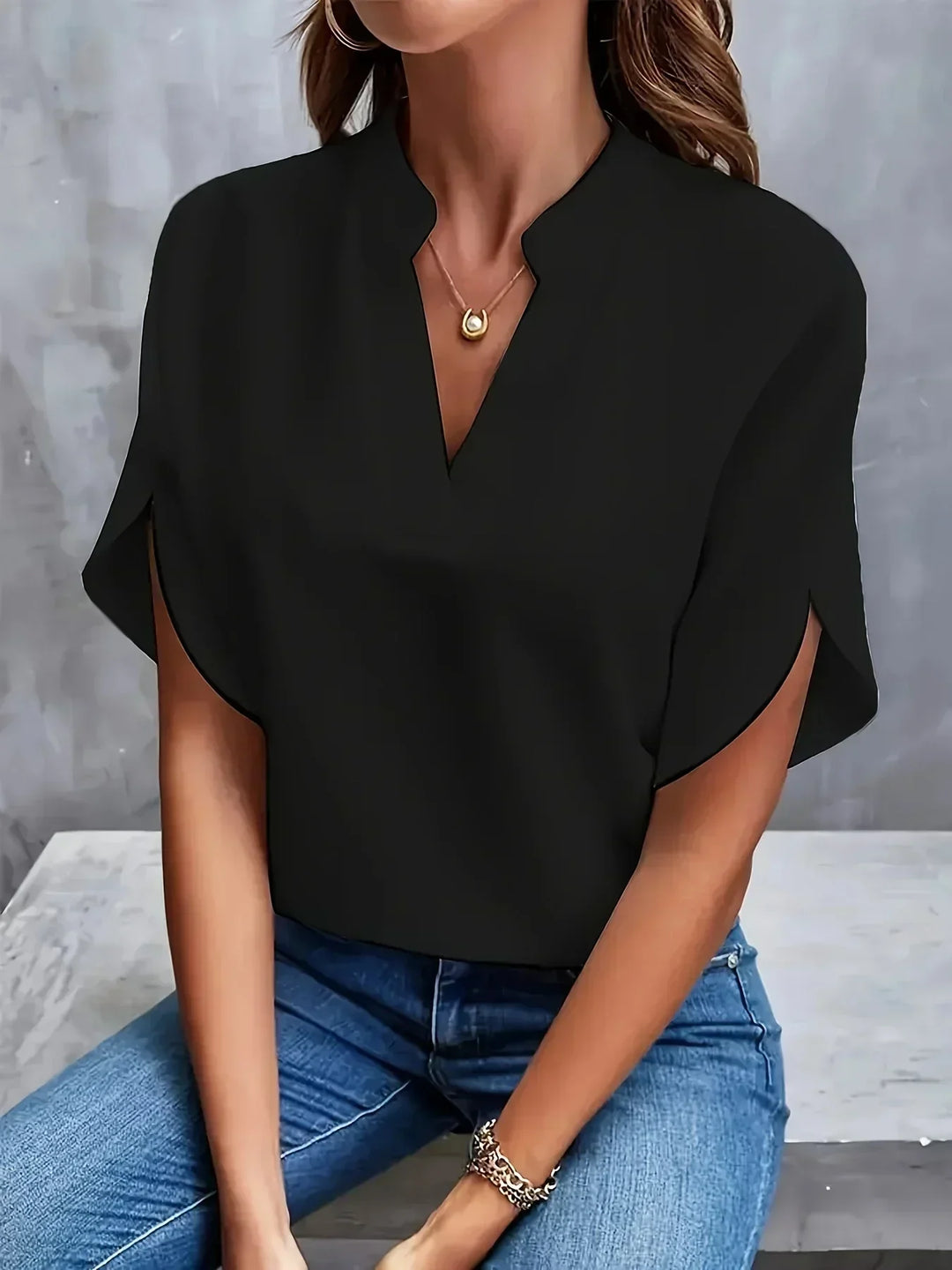 Thalia™ - Chic V-Neck Blouse