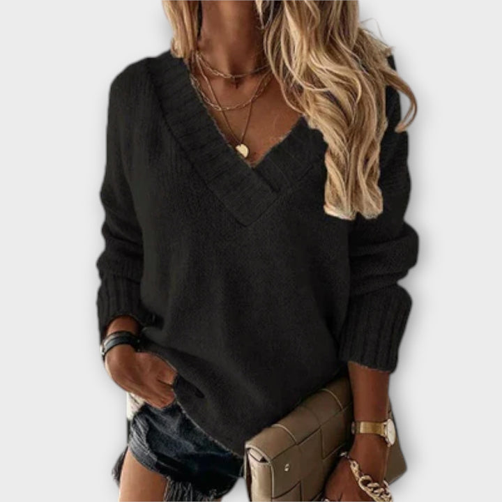 Jane™ - Cozy V-Neck Knit Sweater