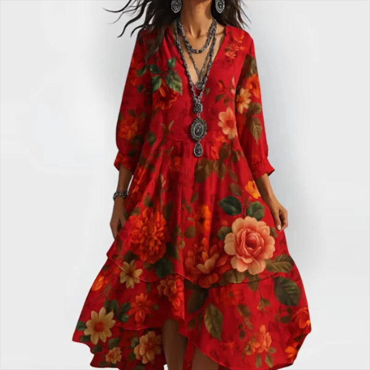 Delilah™ - Elegant Floral Midi Dress