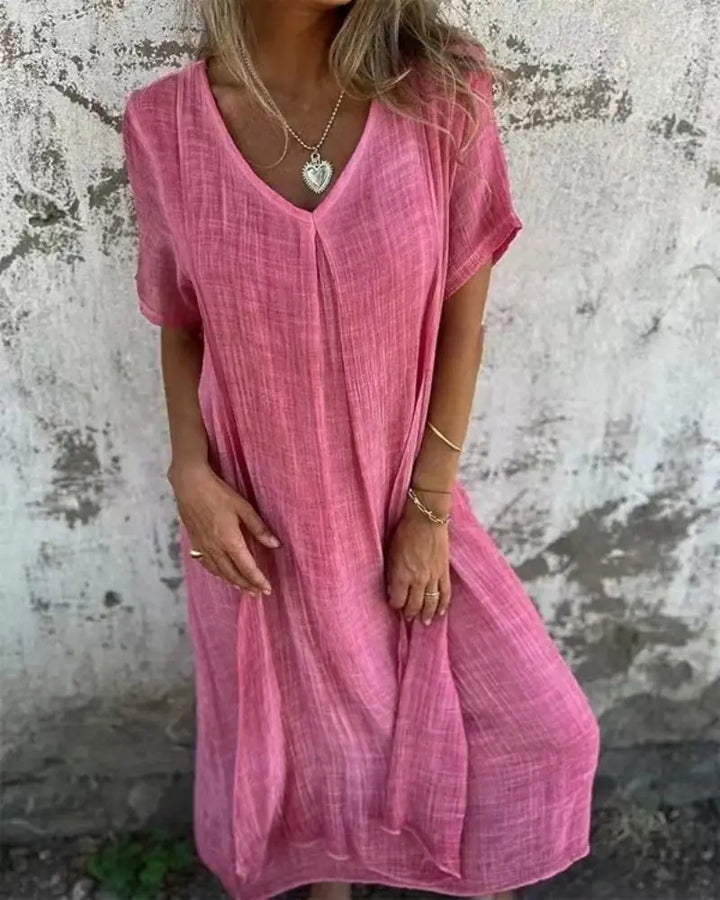 Gina™ - Chic V-Neck Loose Dress