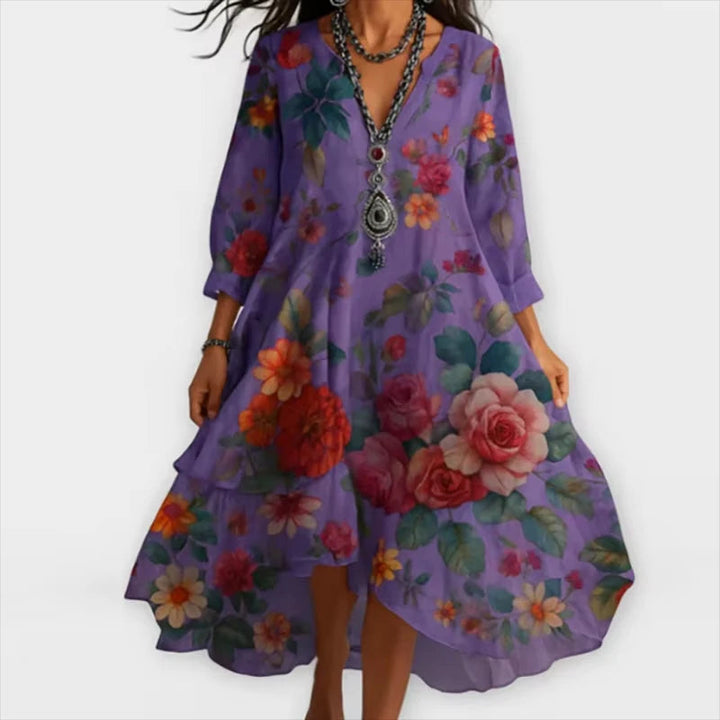 Delilah™ - Elegant Floral Midi Dress