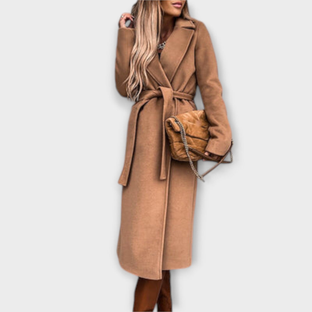 Eliza™ - Chic Long Coat with Bow Details