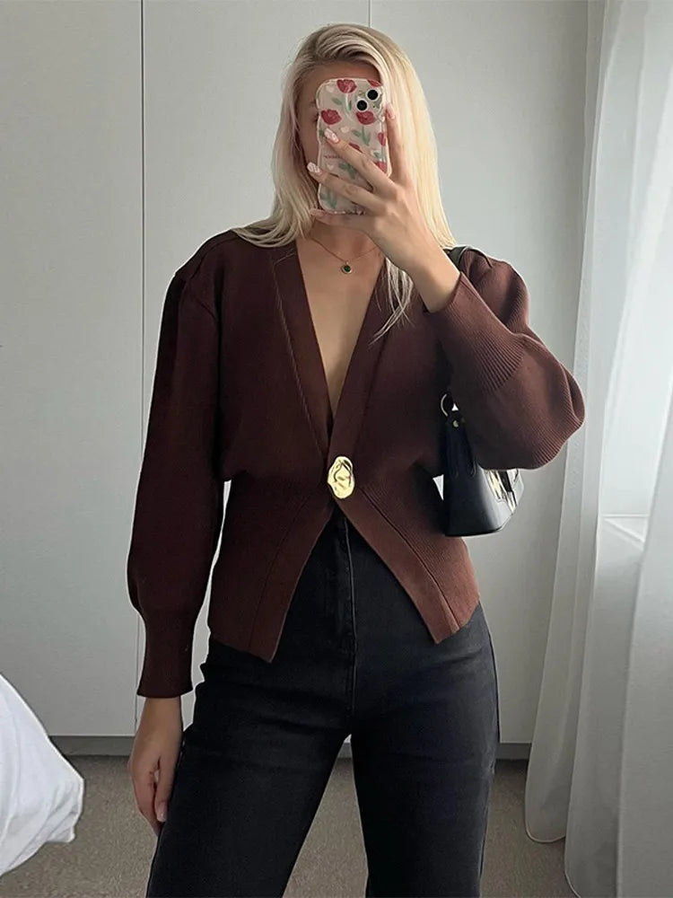 Poppy™ - V-neck Single Button Sweater