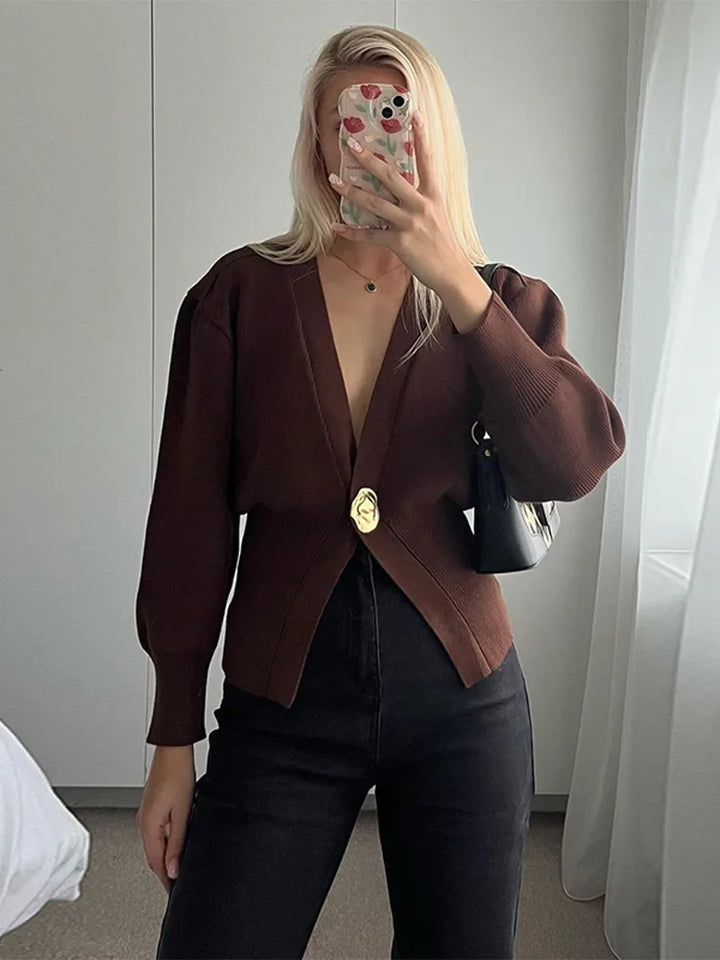 Poppy™ - V-neck Single Button Sweater