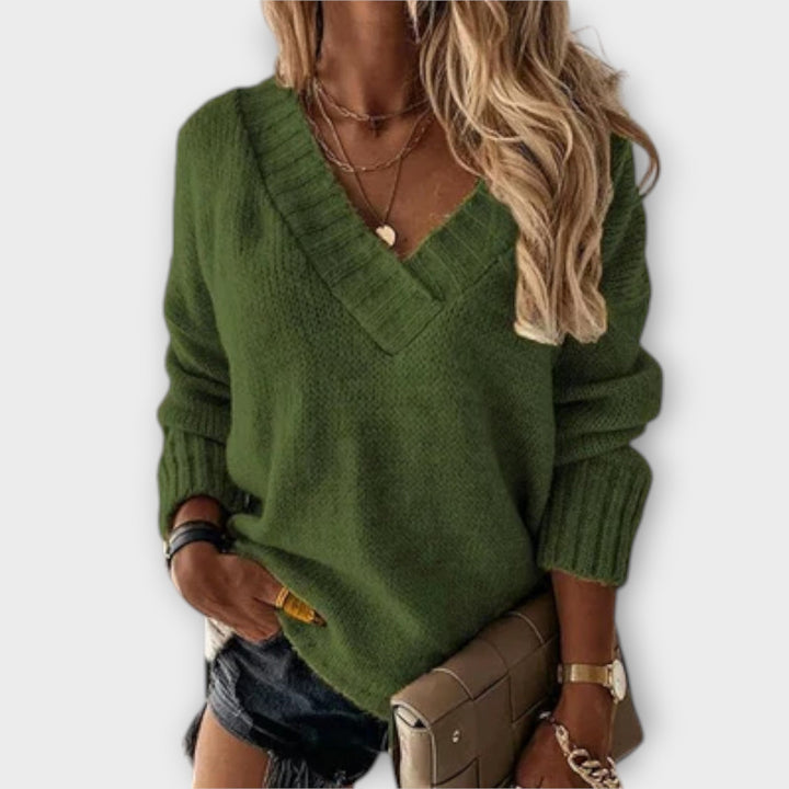 Jane™ - Cozy V-Neck Knit Sweater