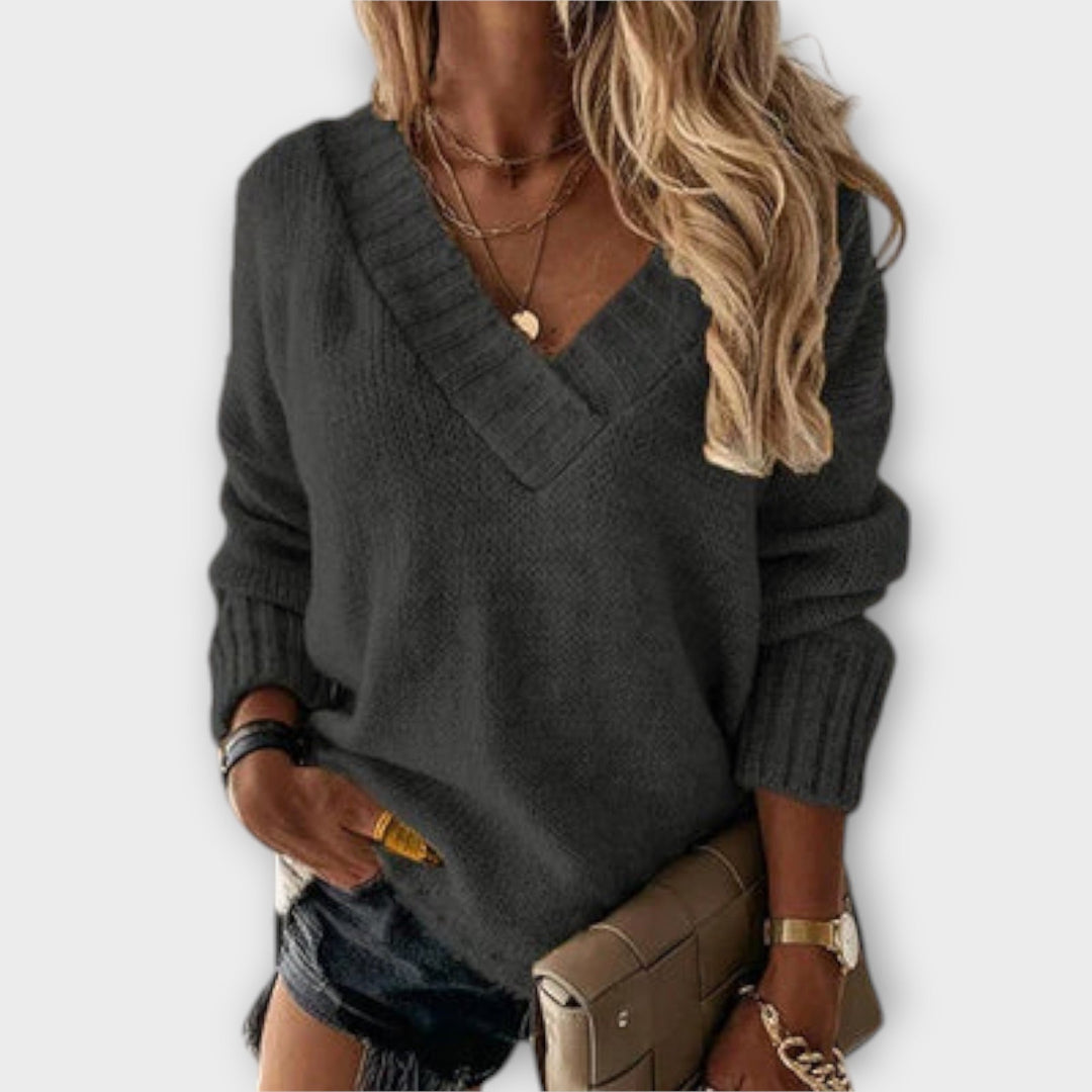 Jane™ - Cozy V-Neck Knit Sweater