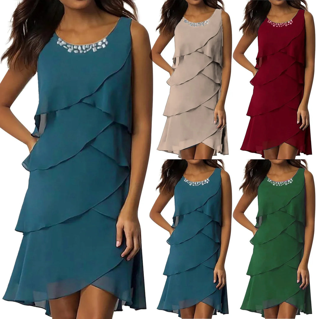 Lois™ - Layered Jewel-Neck Party Dress