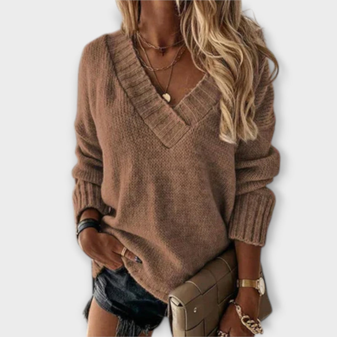 Jane™ - Cozy V-Neck Knit Sweater