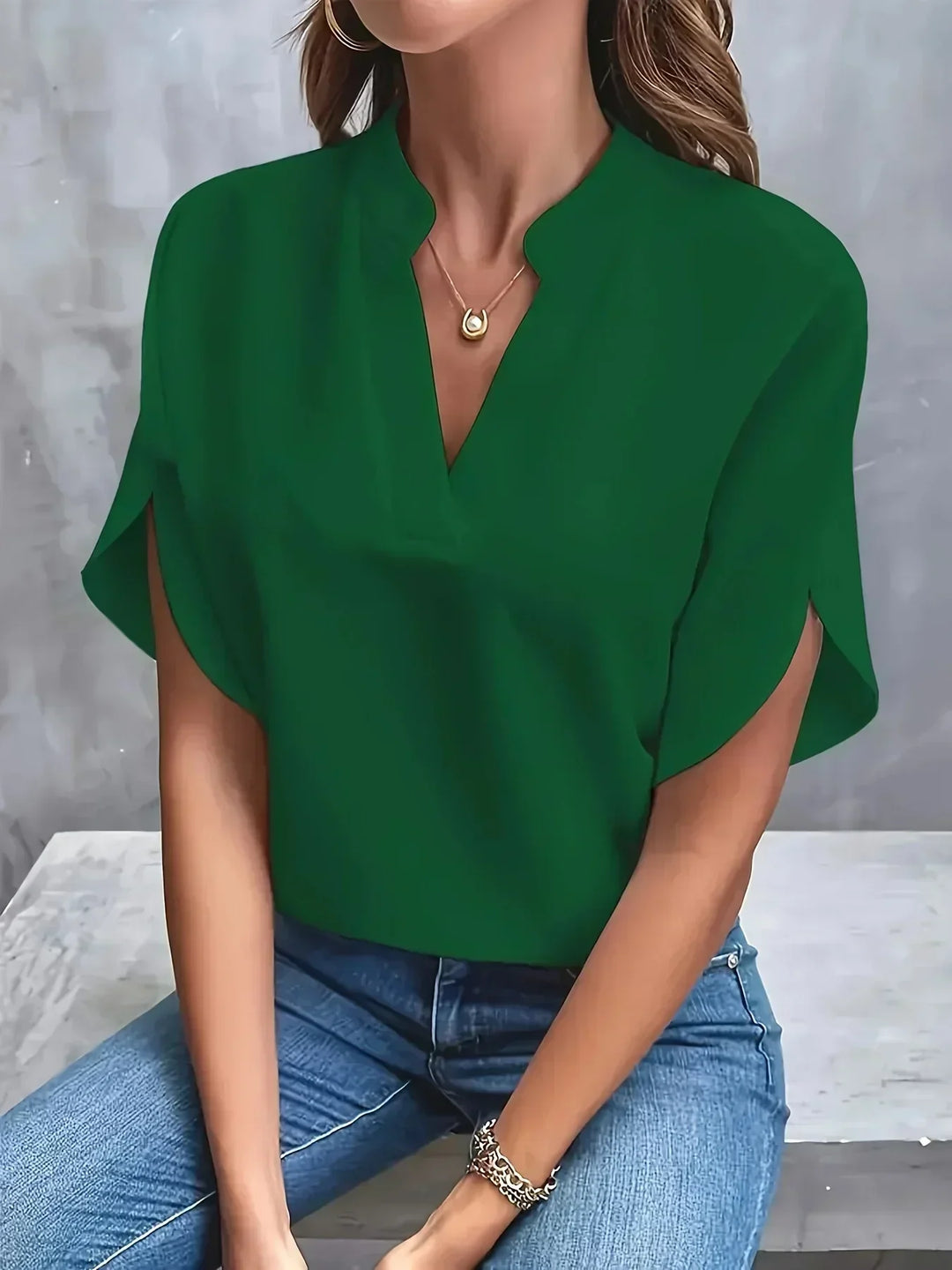 Thalia™ - Chic V-Neck Blouse