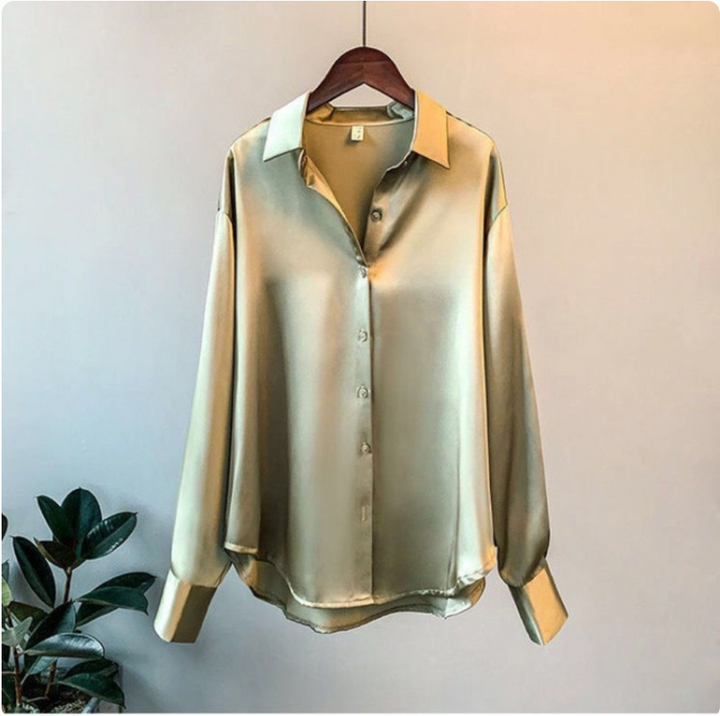Olivia™ - Elegant Long-Sleeve Satin Blouse
