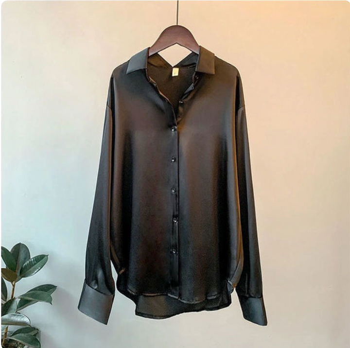 Olivia™ - Elegant Long-Sleeve Satin Blouse