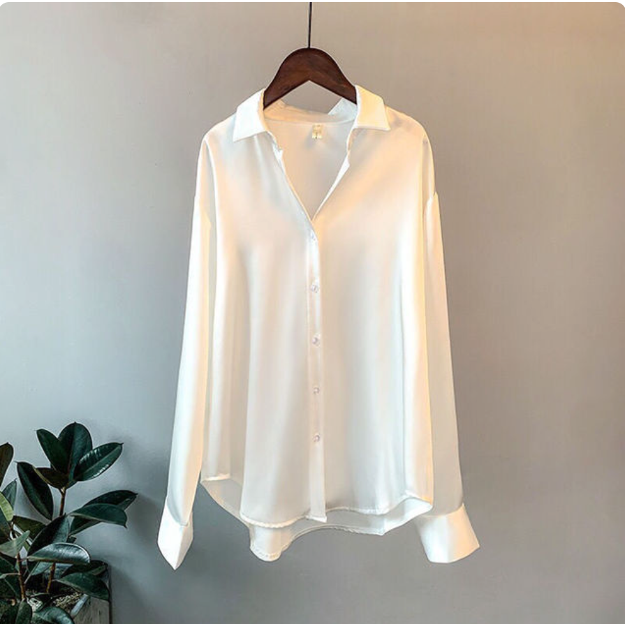 Olivia™ - Elegant Long-Sleeve Satin Blouse