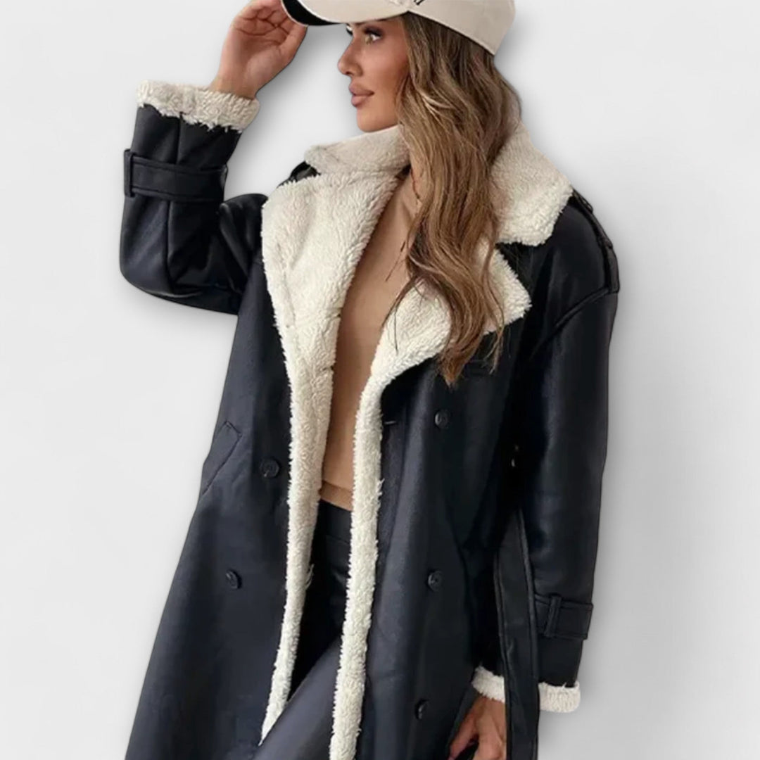 Maria™ - Timeless Long Jacket with Fleece Lining and Cozy Teddy Collar