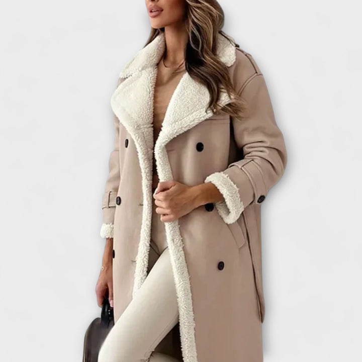 Maria™ - Timeless Long Jacket with Fleece Lining and Cozy Teddy Collar