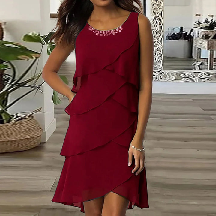 Lois™ - Layered Jewel-Neck Party Dress
