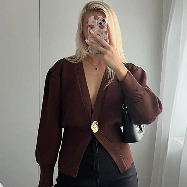 Poppy™ - V-neck Single Button Sweater