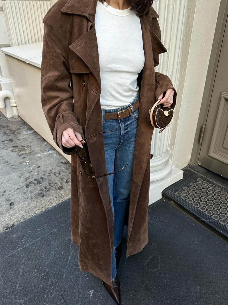 Molly™ - Synthetic Suede Trench Coat