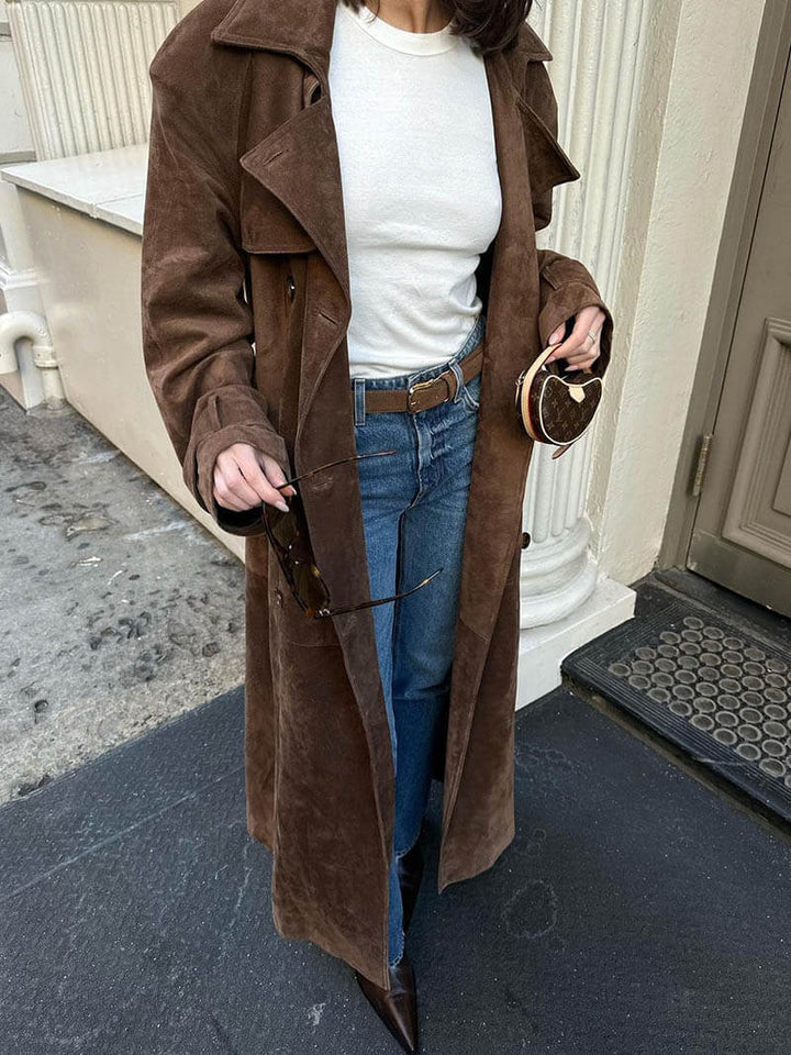 Molly™ - Synthetic Suede Trench Coat