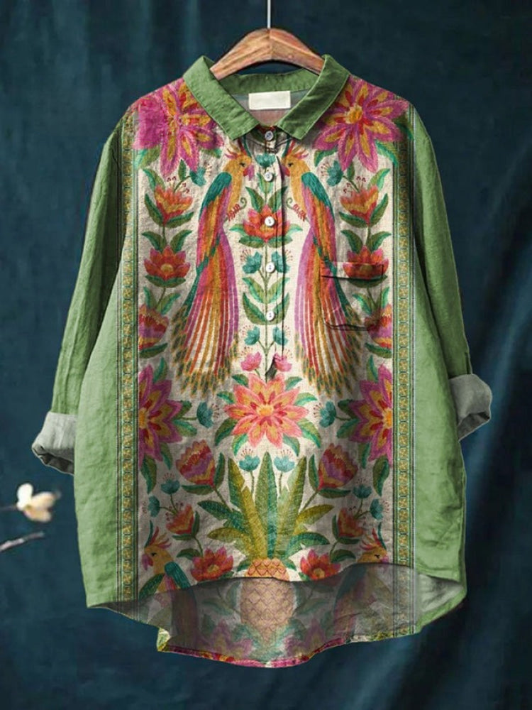 Lina™ - Bright Floral Embroidered Blouse