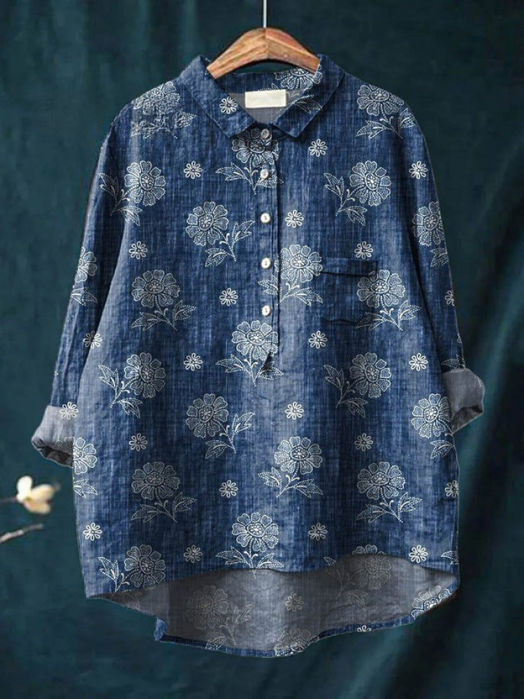 Lina™ - Bright Floral Embroidered Blouse