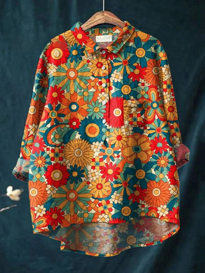 Lina™ - Bright Floral Embroidered Blouse