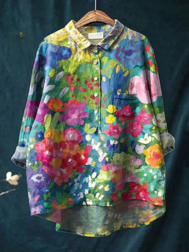 Lina™ - Bright Floral Embroidered Blouse