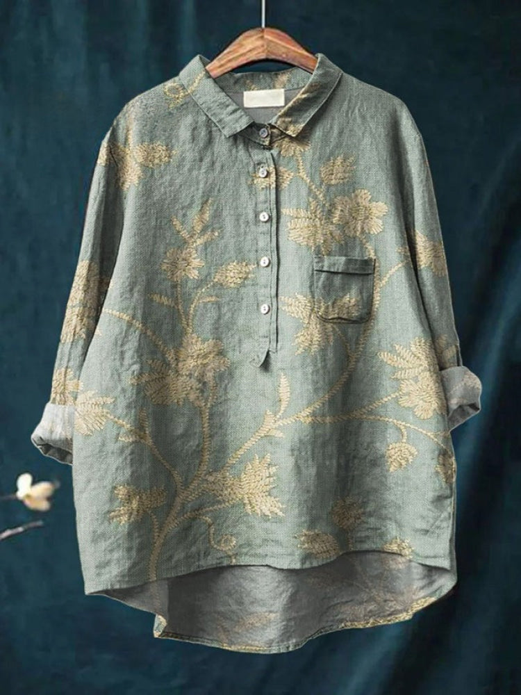 Lina™ - Bright Floral Embroidered Blouse