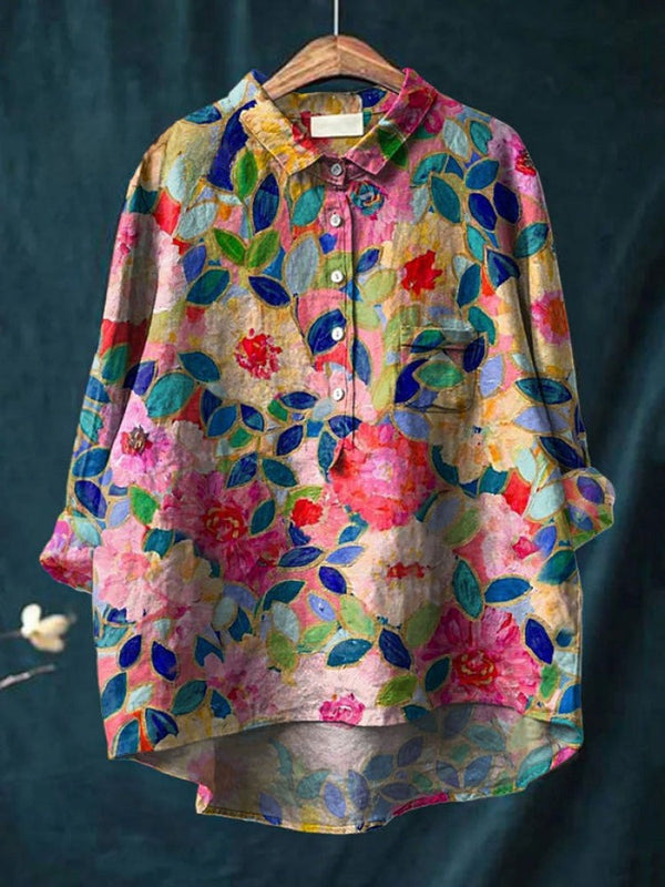 Lina™ - Bright Floral Embroidered Blouse
