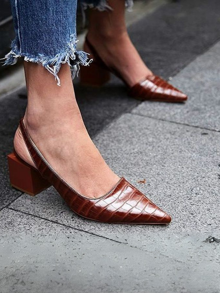 Mae™ - Croc-Effect Slingback Heels