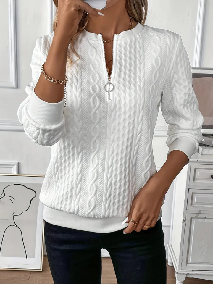 Thalienne™ - Cable Knit Zip Sweater