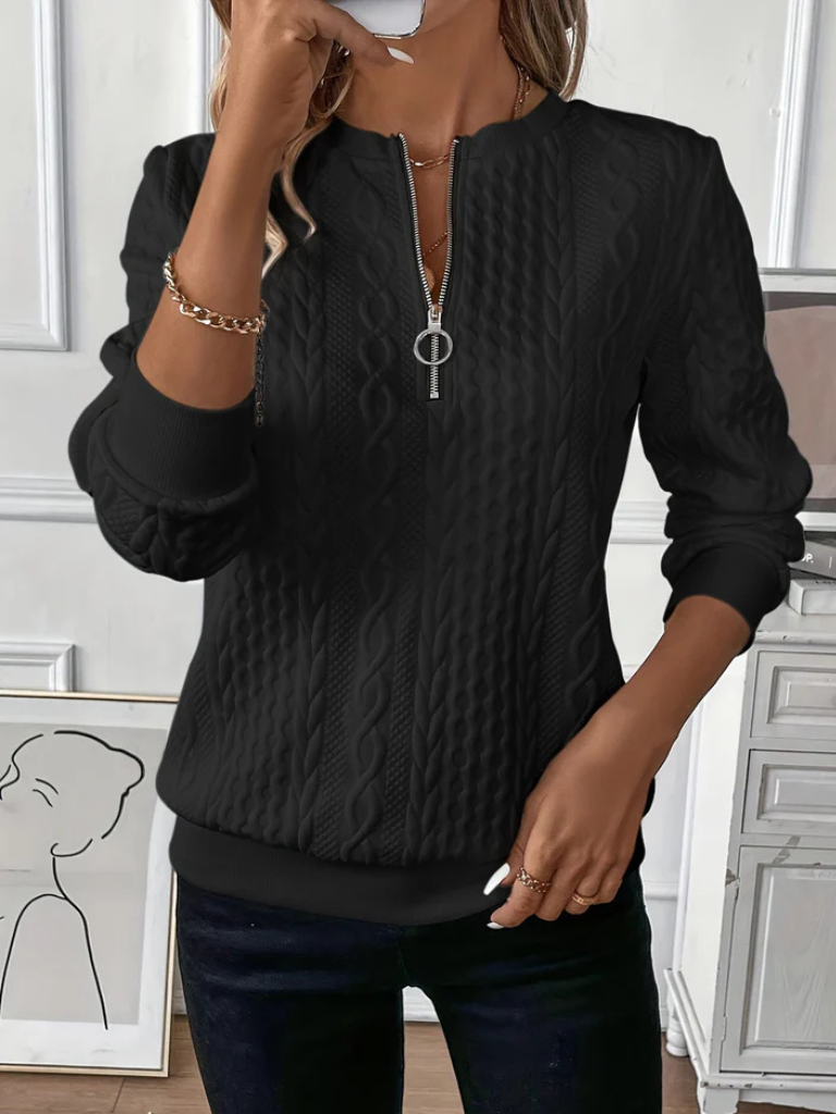 Thalienne™ - Cable Knit Zip Sweater