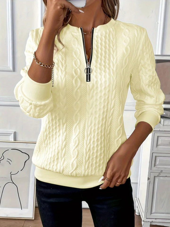 Thalienne™ - Cable Knit Zip Sweater