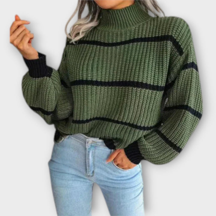 Chavala™ - Striped Turtleneck Sweater