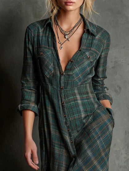 Haven™ - Plaid Maxi Shirt Dress