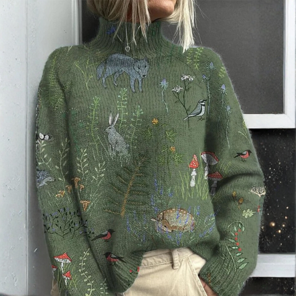 Zoe™ - Cozy Floral Turtleneck