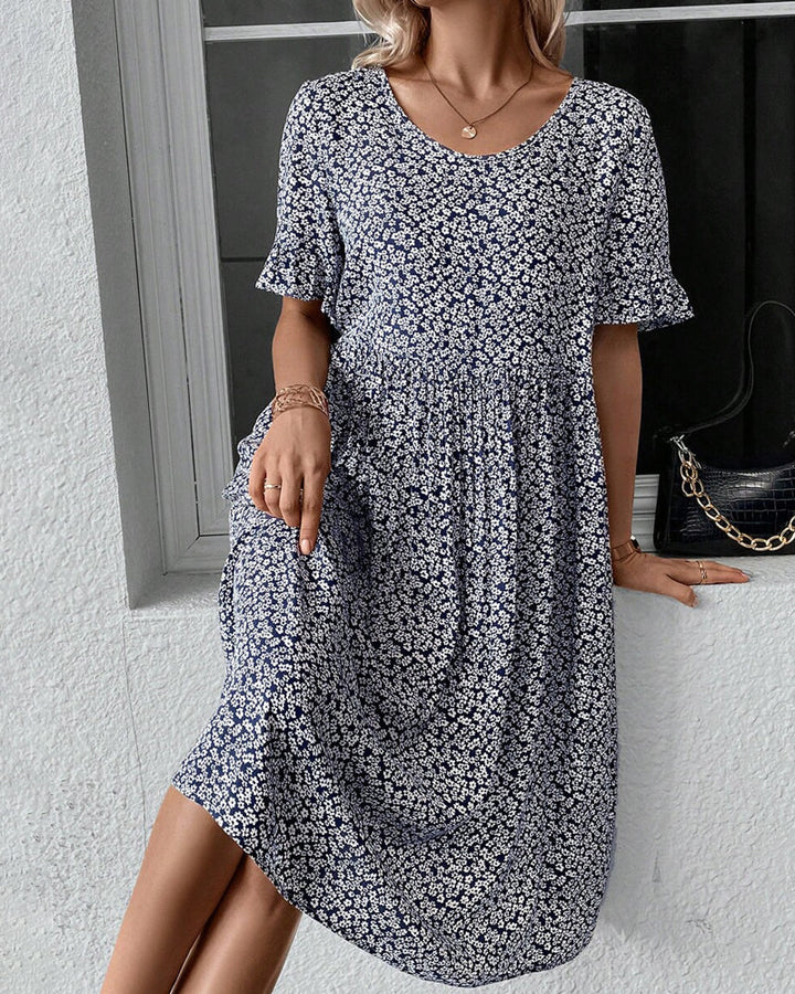 Lily™ - Midi Dress Featuring Elegant Floral Design