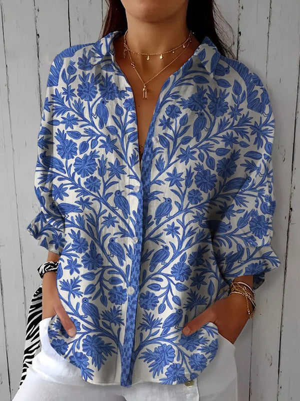 Frederikke™ - Blue Floral Blouse