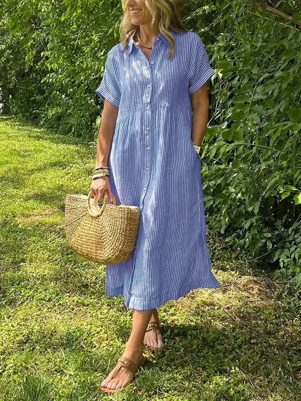 Emma™ - Relaxed Striped Shirt Dress