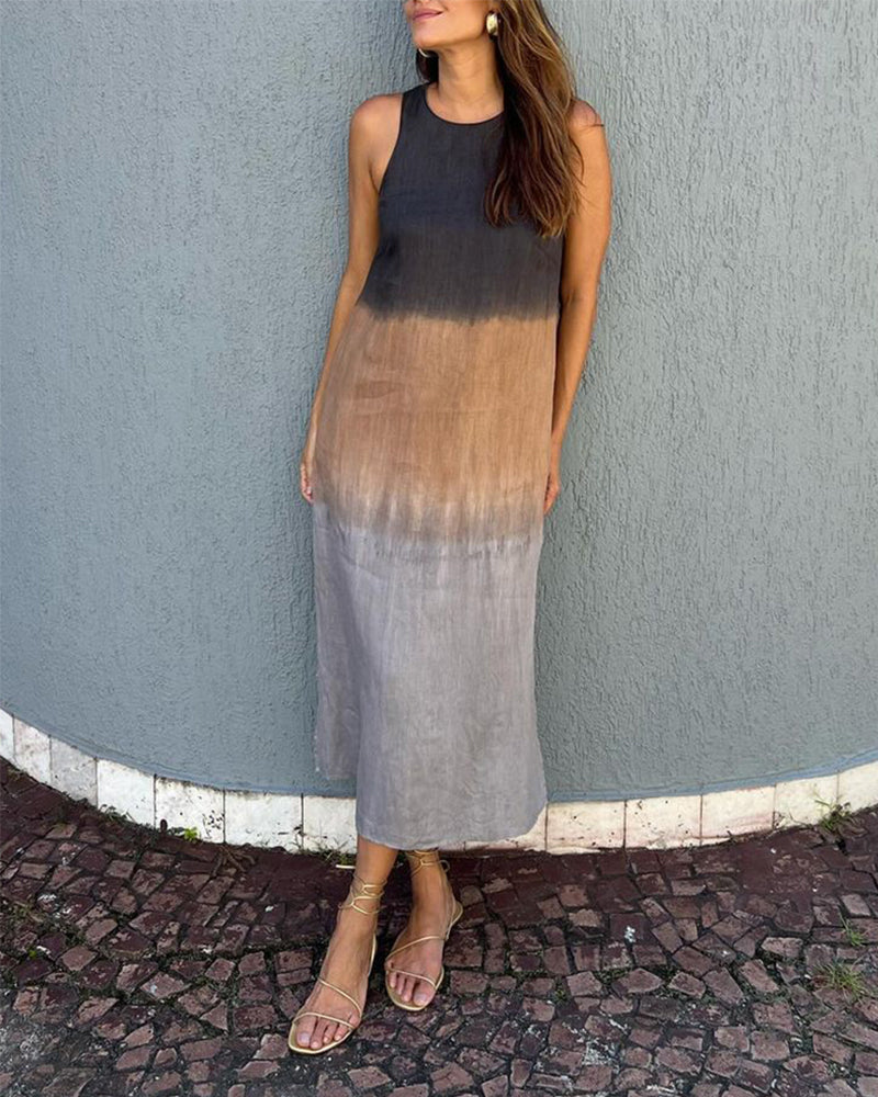 Gladys™ - Sleeveless Midi Dress with Gradient Design